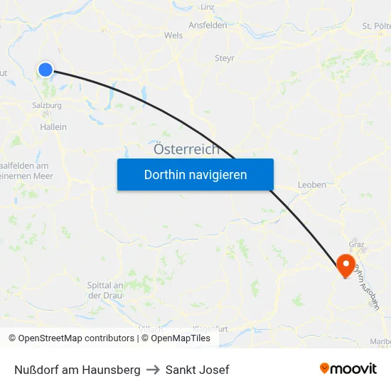 Nußdorf am Haunsberg to Sankt Josef map