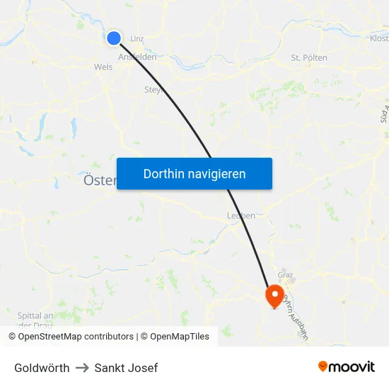 Goldwörth to Sankt Josef map