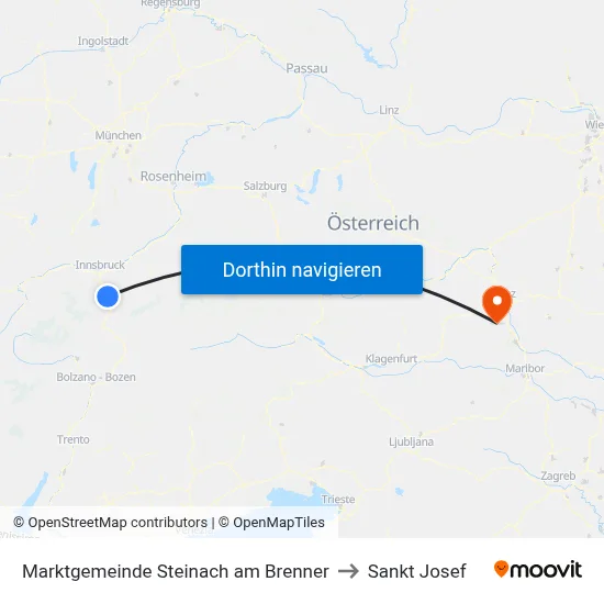 Marktgemeinde Steinach am Brenner to Sankt Josef map