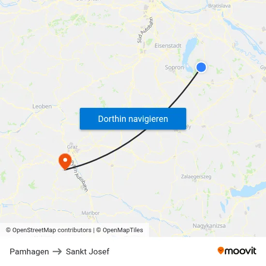 Pamhagen to Sankt Josef map