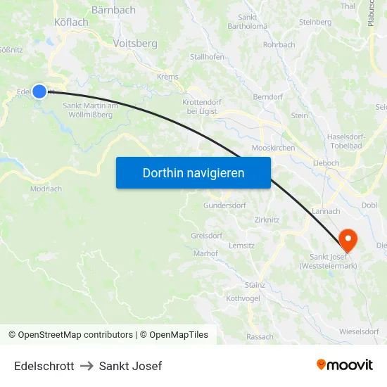 Edelschrott to Sankt Josef map