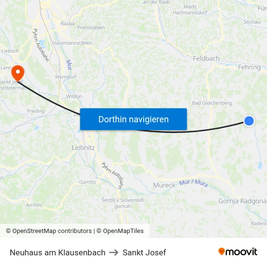 Neuhaus am Klausenbach to Sankt Josef map