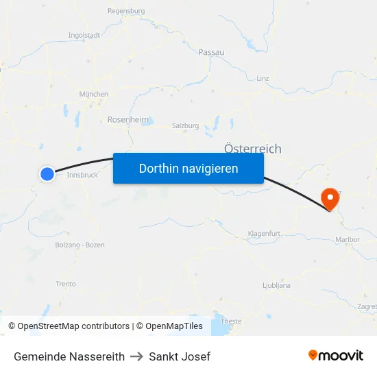 Gemeinde Nassereith to Sankt Josef map