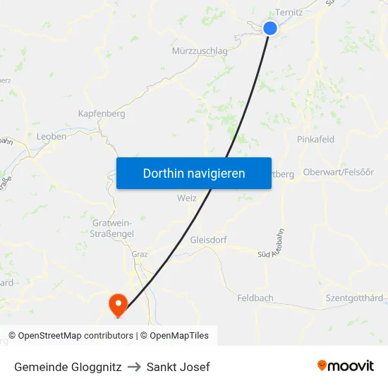 Gemeinde Gloggnitz to Sankt Josef map