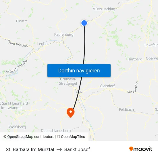 St. Barbara Im Mürztal to Sankt Josef map