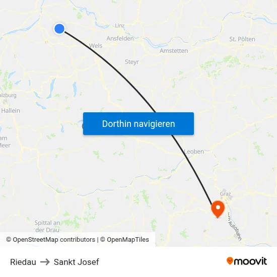 Riedau to Sankt Josef map