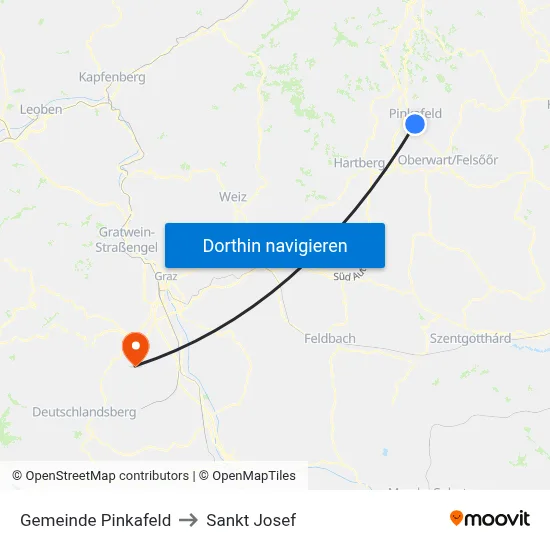 Gemeinde Pinkafeld to Sankt Josef map
