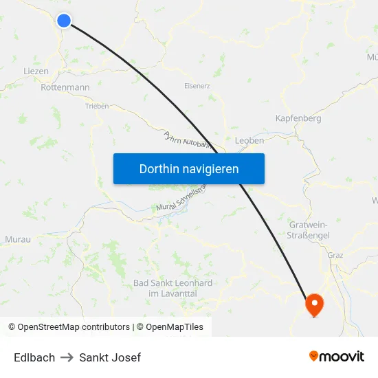 Edlbach to Sankt Josef map