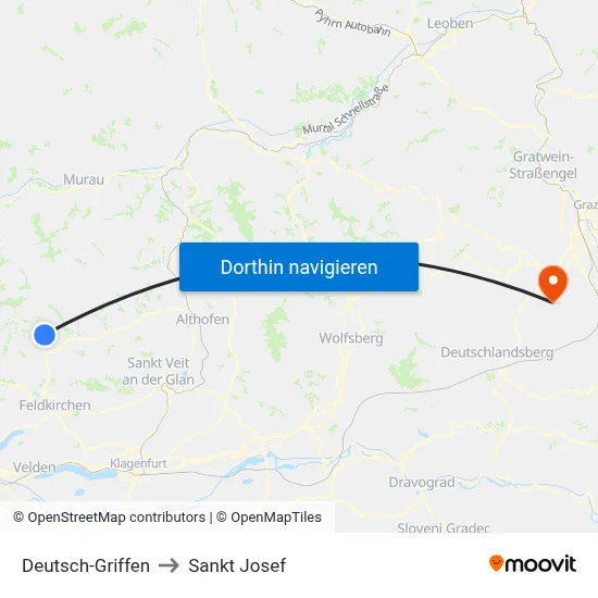 Deutsch-Griffen to Sankt Josef map