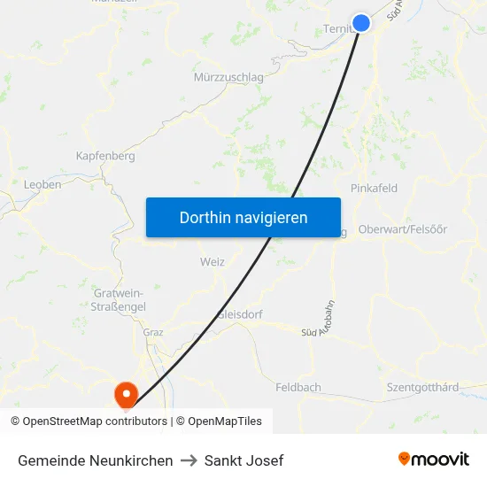 Gemeinde Neunkirchen to Sankt Josef map