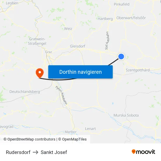 Rudersdorf to Sankt Josef map