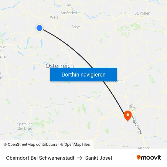 Oberndorf Bei Schwanenstadt to Sankt Josef map