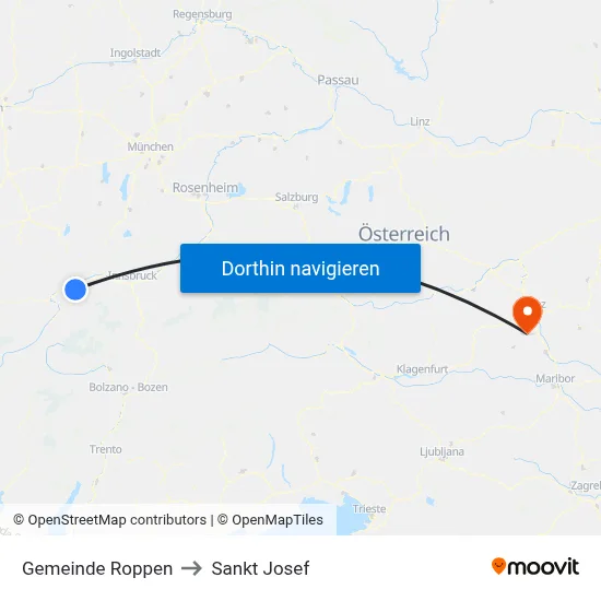 Gemeinde Roppen to Sankt Josef map