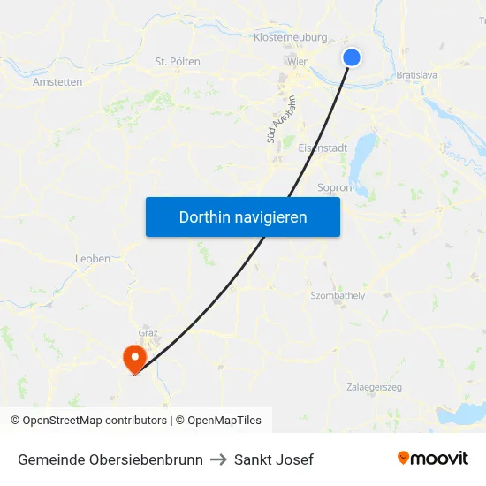 Gemeinde Obersiebenbrunn to Sankt Josef map