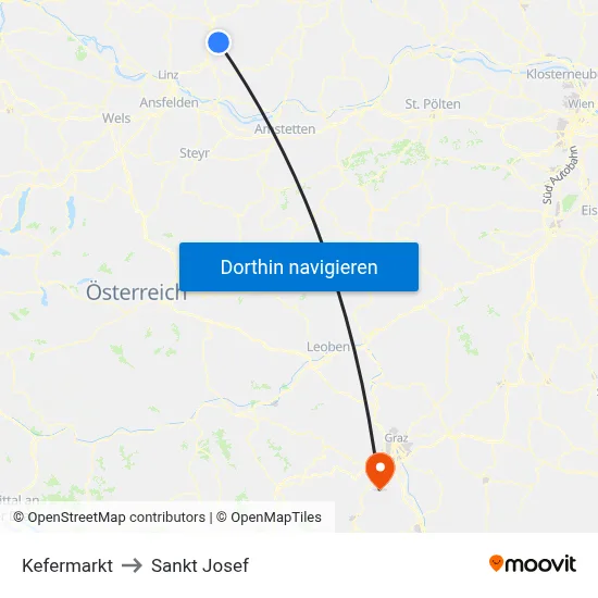Kefermarkt to Sankt Josef map