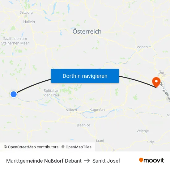 Marktgemeinde Nußdorf-Debant to Sankt Josef map