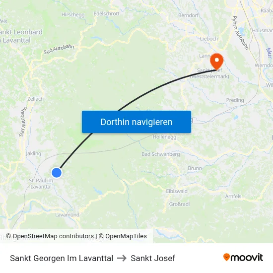 Sankt Georgen Im Lavanttal to Sankt Josef map