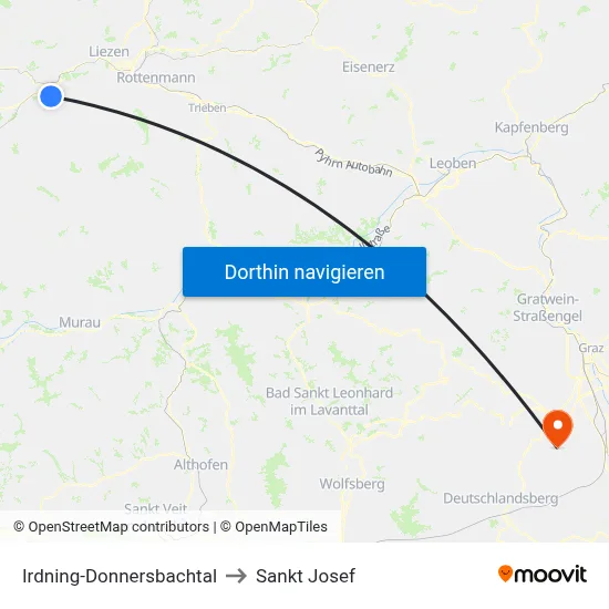 Irdning-Donnersbachtal to Sankt Josef map