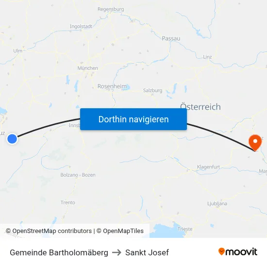 Gemeinde Bartholomäberg to Sankt Josef map