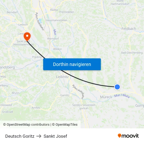 Deutsch Goritz to Sankt Josef map