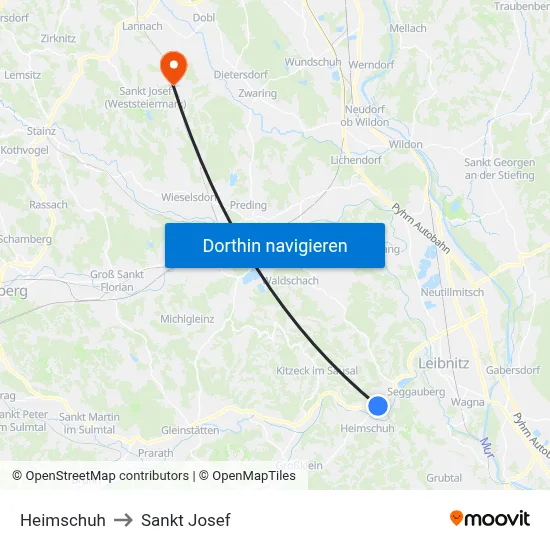 Heimschuh to Sankt Josef map