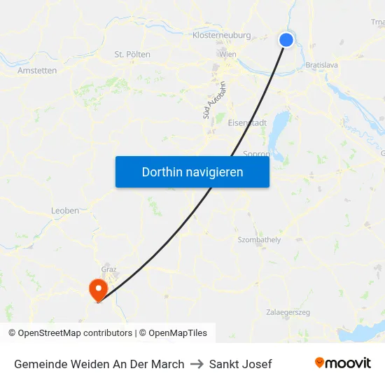 Gemeinde Weiden An Der March to Sankt Josef map