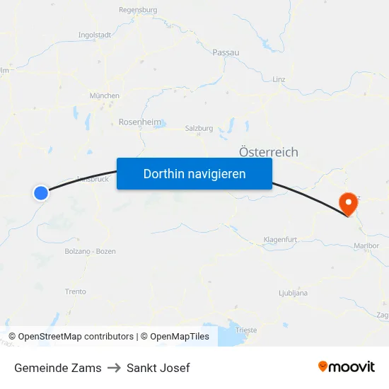 Gemeinde Zams to Sankt Josef map