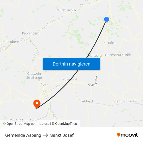 Gemeinde Aspang to Sankt Josef map