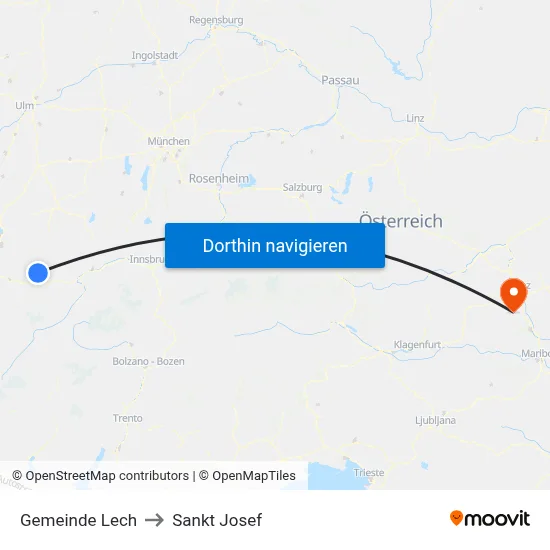 Gemeinde Lech to Sankt Josef map