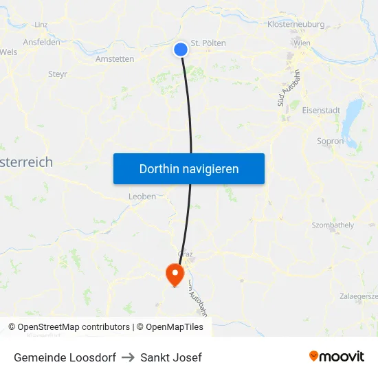 Gemeinde Loosdorf to Sankt Josef map