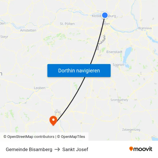 Gemeinde Bisamberg to Sankt Josef map