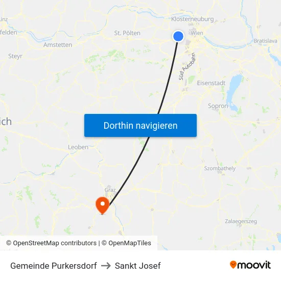 Gemeinde Purkersdorf to Sankt Josef map