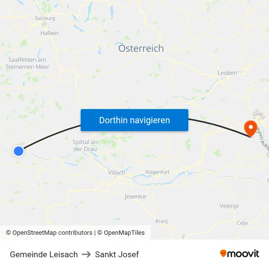 Gemeinde Leisach to Sankt Josef map