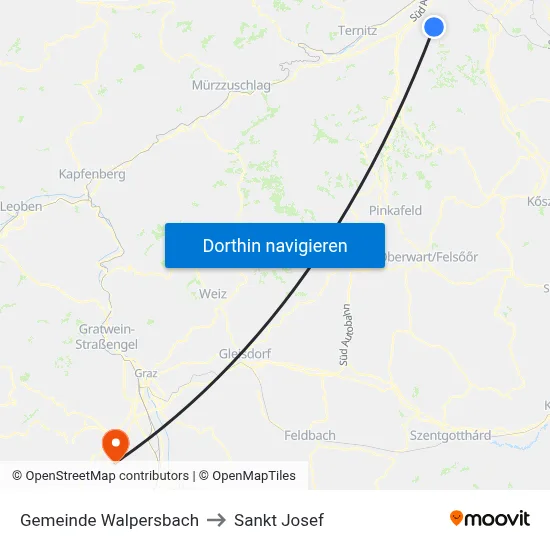Gemeinde Walpersbach to Sankt Josef map