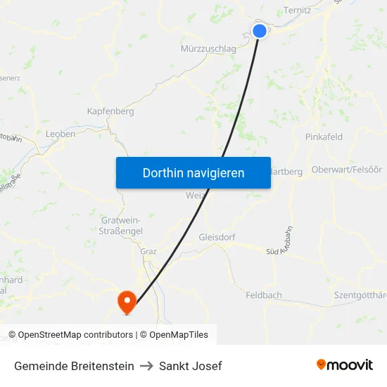 Gemeinde Breitenstein to Sankt Josef map