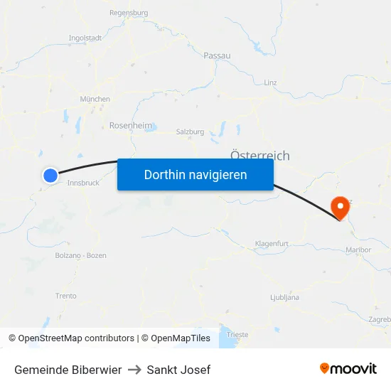 Gemeinde Biberwier to Sankt Josef map