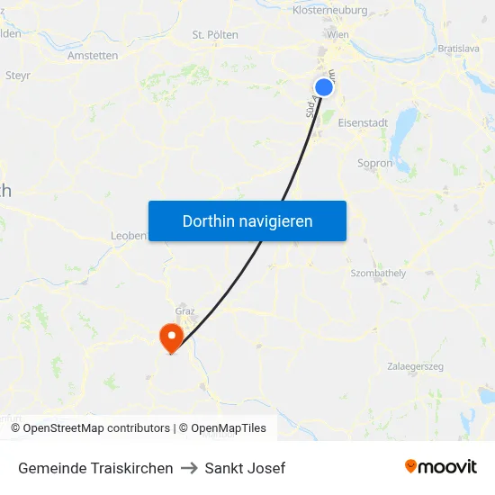 Gemeinde Traiskirchen to Sankt Josef map