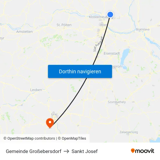 Gemeinde Großebersdorf to Sankt Josef map