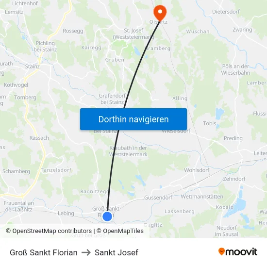 Groß Sankt Florian to Sankt Josef map