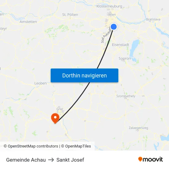 Gemeinde Achau to Sankt Josef map