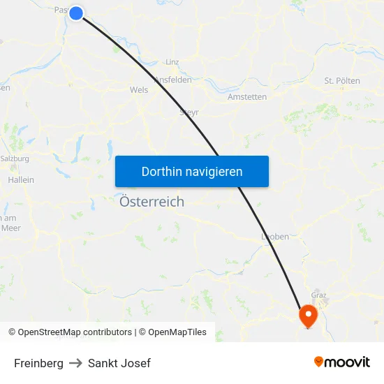 Freinberg to Sankt Josef map