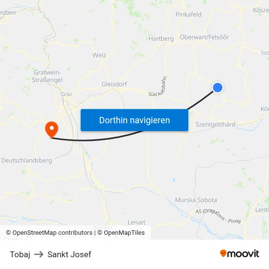 Tobaj to Sankt Josef map