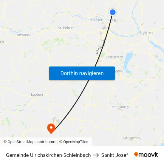 Gemeinde Ulrichskirchen-Schleinbach to Sankt Josef map