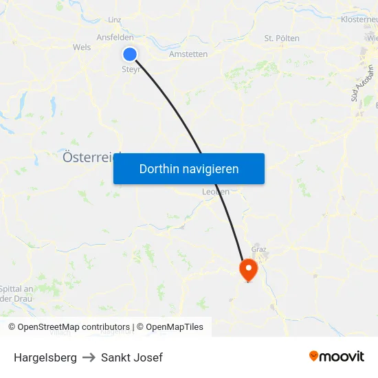 Hargelsberg to Sankt Josef map