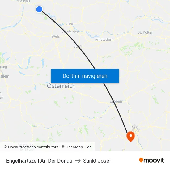 Engelhartszell An Der Donau to Sankt Josef map