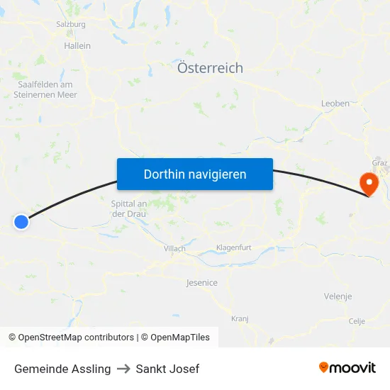 Gemeinde Assling to Sankt Josef map