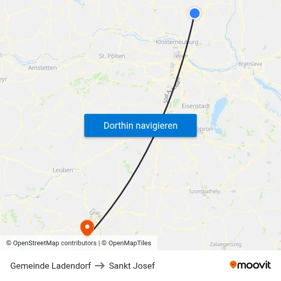 Gemeinde Ladendorf to Sankt Josef map