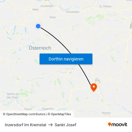 Inzersdorf Im Kremstal to Sankt Josef map