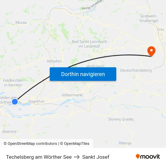 Techelsberg am Wörther See to Sankt Josef map
