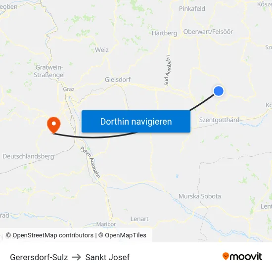 Gerersdorf-Sulz to Sankt Josef map